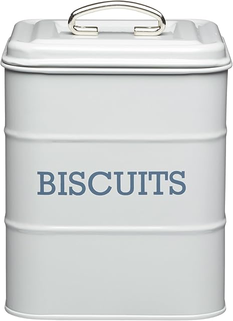 KitchenCraft Living Nostalgia LNBISCGRY Biscuit Tin, Grey, 14.5 x 19 cm