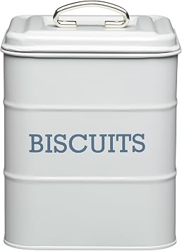 KitchenCraft Living Nostalgia LNBISCGRY Biscuit Tin, Stainless Steel, Grey, 14.5 x 19 cm
