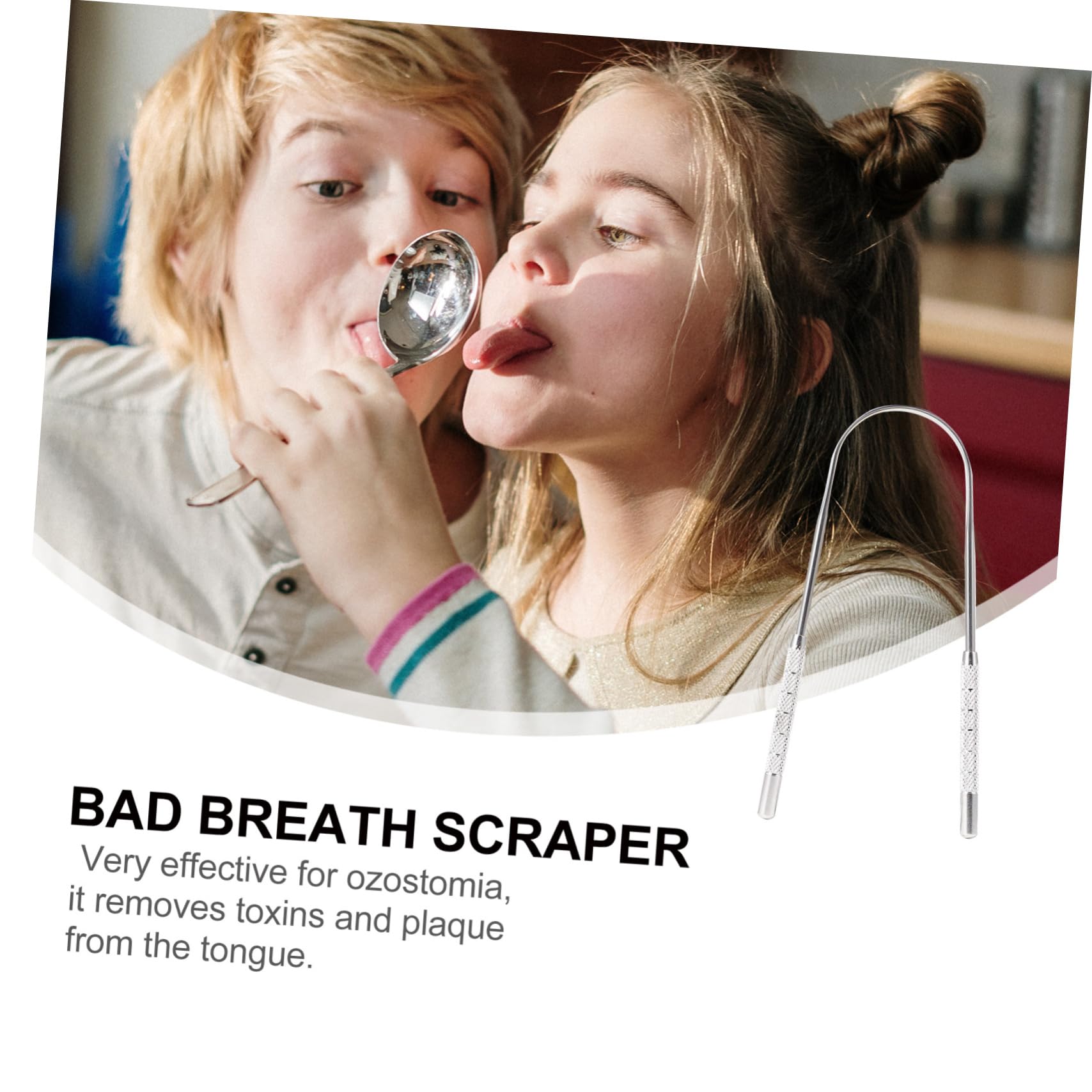 TOVINANNA 2PCS Reusable Handheld Tongue Scraper for Bad Breath Tongue Cleaning Tool Coating for Adults and Unique Design for Optimal Oral
