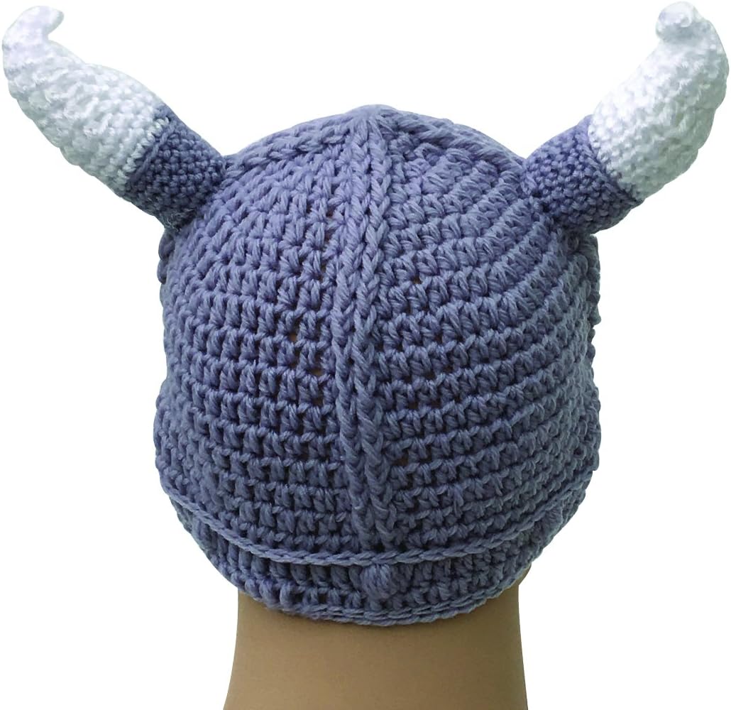 Kafeimali Unisex Barbarian Knight Knit Hat Viking Horns Beanie Funny Caps - Image 2