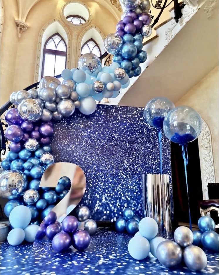 Image of Black Purple Blue Balloons Set, 60 Pcs Outer Space Party Balloons, 12 Inch Metallic Blue Purple Balloon Helium for Kids Boys Astronaut Space Video Game Birthday Wedding Baby Shower Party Decorations