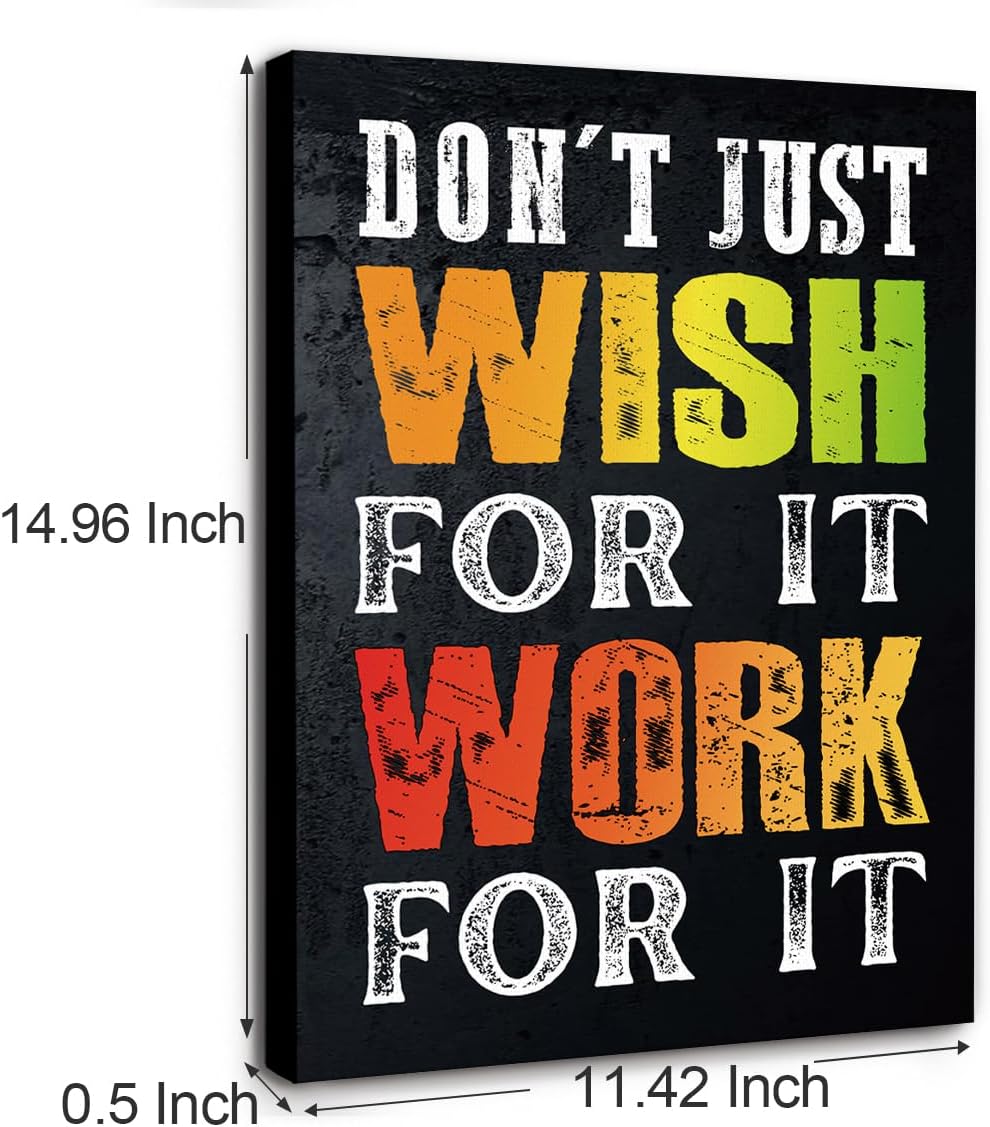 Gwisml Inspirational Canvas Wall Art,Don't Just Wish For It Work For It Motivational Quotes Canvas Frame Painting Prints Posters Artwork For Home Office Wall Decor - Image 2