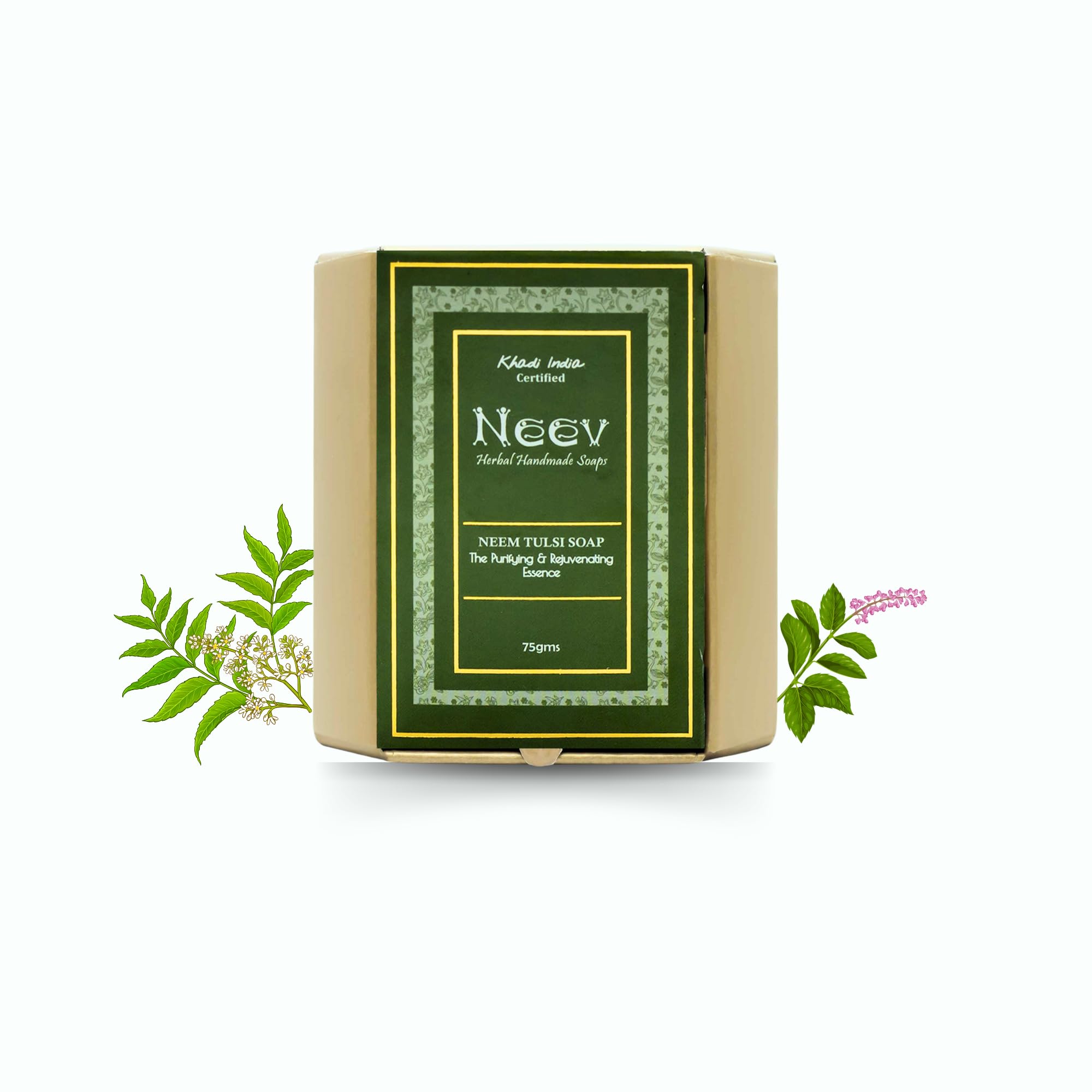 Neev Herbal Handmade Soaps Neem Tulsi Soap The Purifying and Rejuvenating Essence - 75 Gms