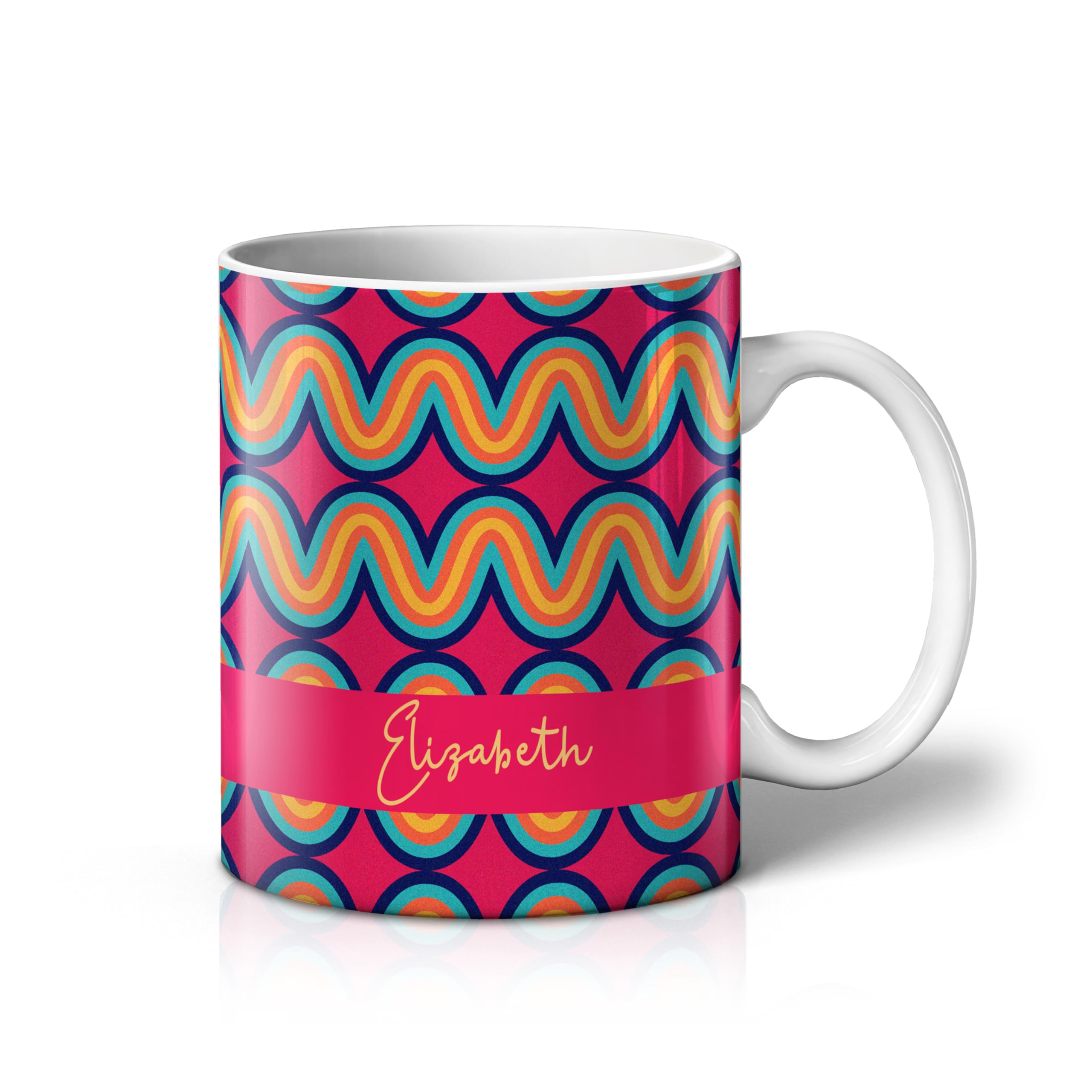 iCaseDesigner Personalised Retro Vintage Mug with Any Name – Custom Coffee Mug – 11 Oz Tea Cup – Unique Customised Gift for Men, Women, Work, Birthdays and Anniversaries - 8. Psychedelic Waves