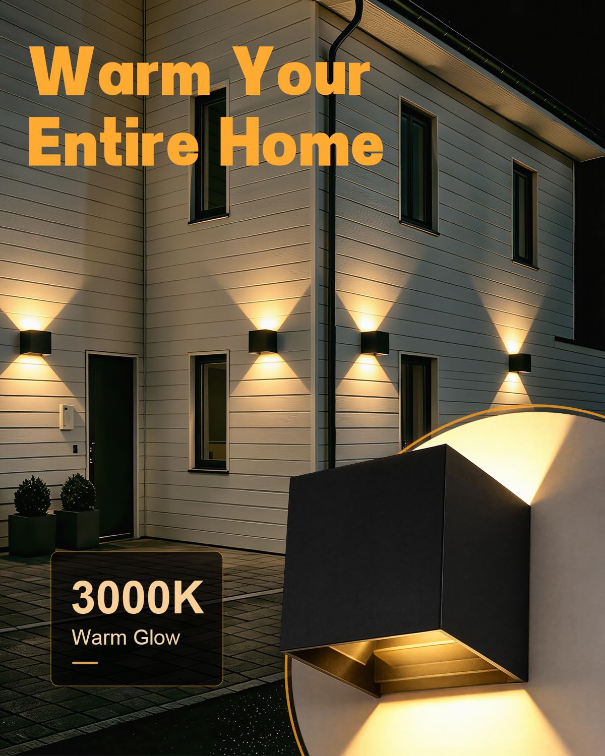 ledmo 8 Pack Applique Murale Extérieur LED 12W 3000K IP65 Noir Réglable