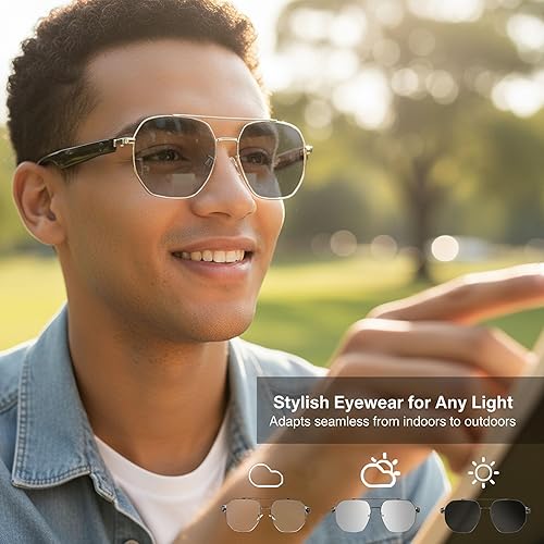 Miniatura 3 de Lentes inteligentes con Bluetooth 5.4 polarizados, lentes fotocromáticos, con control de voz táctil