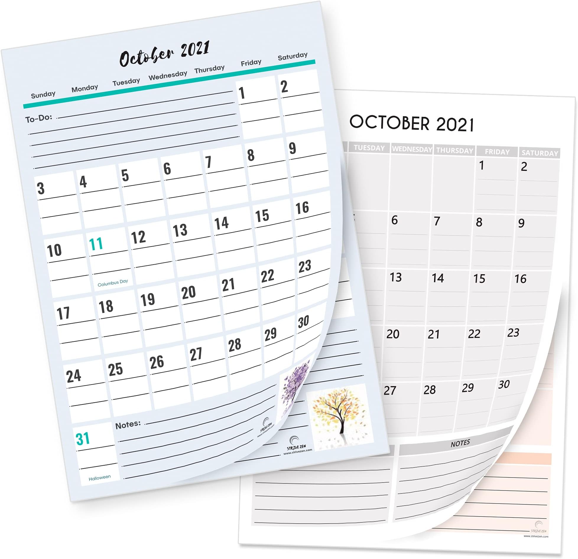 STRIVE ZEN2021-2022 Fridge Calendars by Strive Zen, Set of 2, A5, 5-7/8 x 8-1/4 Inches, Magnetic Refrigerator Calendar Pad, Planner, Perfect for Separate Scheduling, Appointments, Oct 2021- Dec 2022