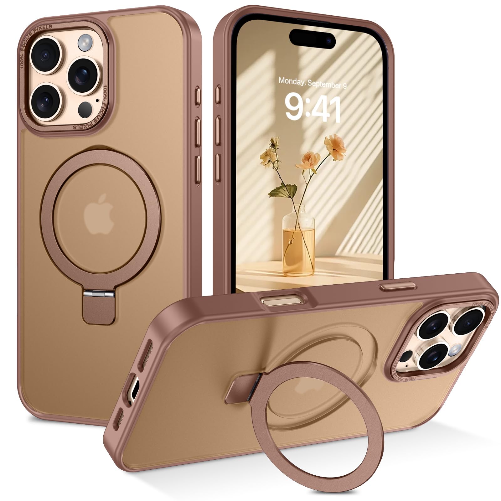 JETech Cover Magnetica per iPhone 16 Pro 6,3 Pollici Compatibile con MagSafe, Traslucido Opaco Retro Sottile Antiurto Cellulare Custodia (Titanio Sabbia