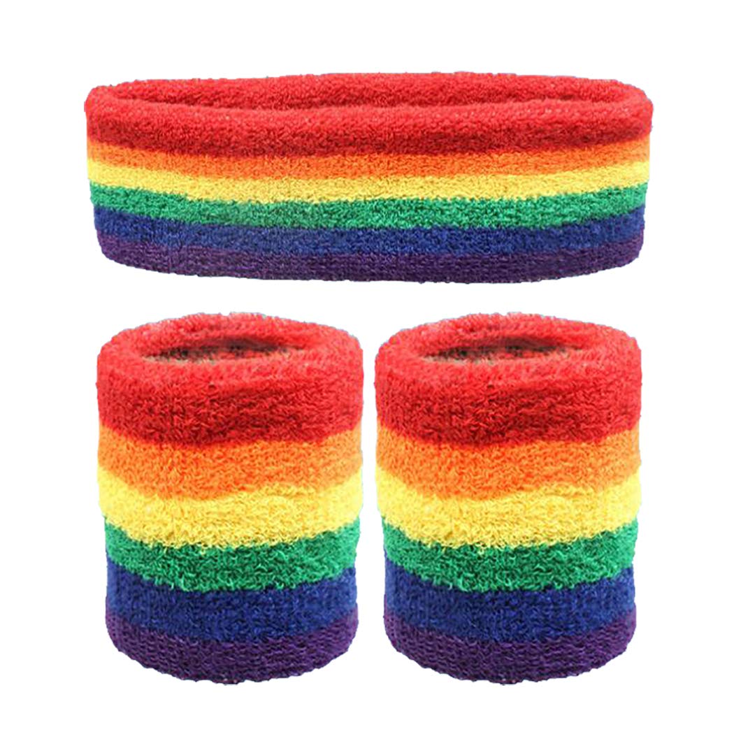 B bangcool 3PCS Sport Sweatband Set Elastic Sport Headband Athletic Headband with Wristband-picture-51