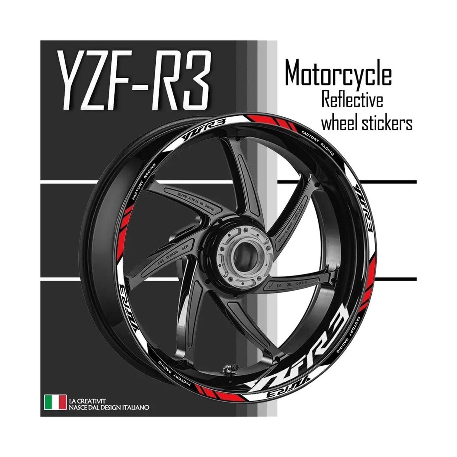 do YZF R3 YZF R3 YZFR3 YZF R3 odblaskowa naklejka na koła wewnątrz naklejki na piastę paski taśma wodoodporne naklejki (wielokolorowe)