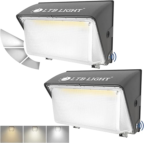 LTBLIGHT Paquete de 2 luces LED de pared de 150 W, iluminación exterior del atardecer al amanecer, 3000 K/4000 K/5000 K conmutable con fotocélula,