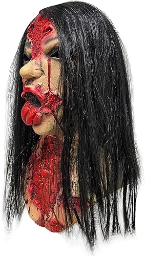 Miniatura 4 de nezababycos Máscara de zombi aterradora de Halloween, monstruo caminante de terror, máscara de cabeza muerta, espeluznante y sangriento, disfraz de