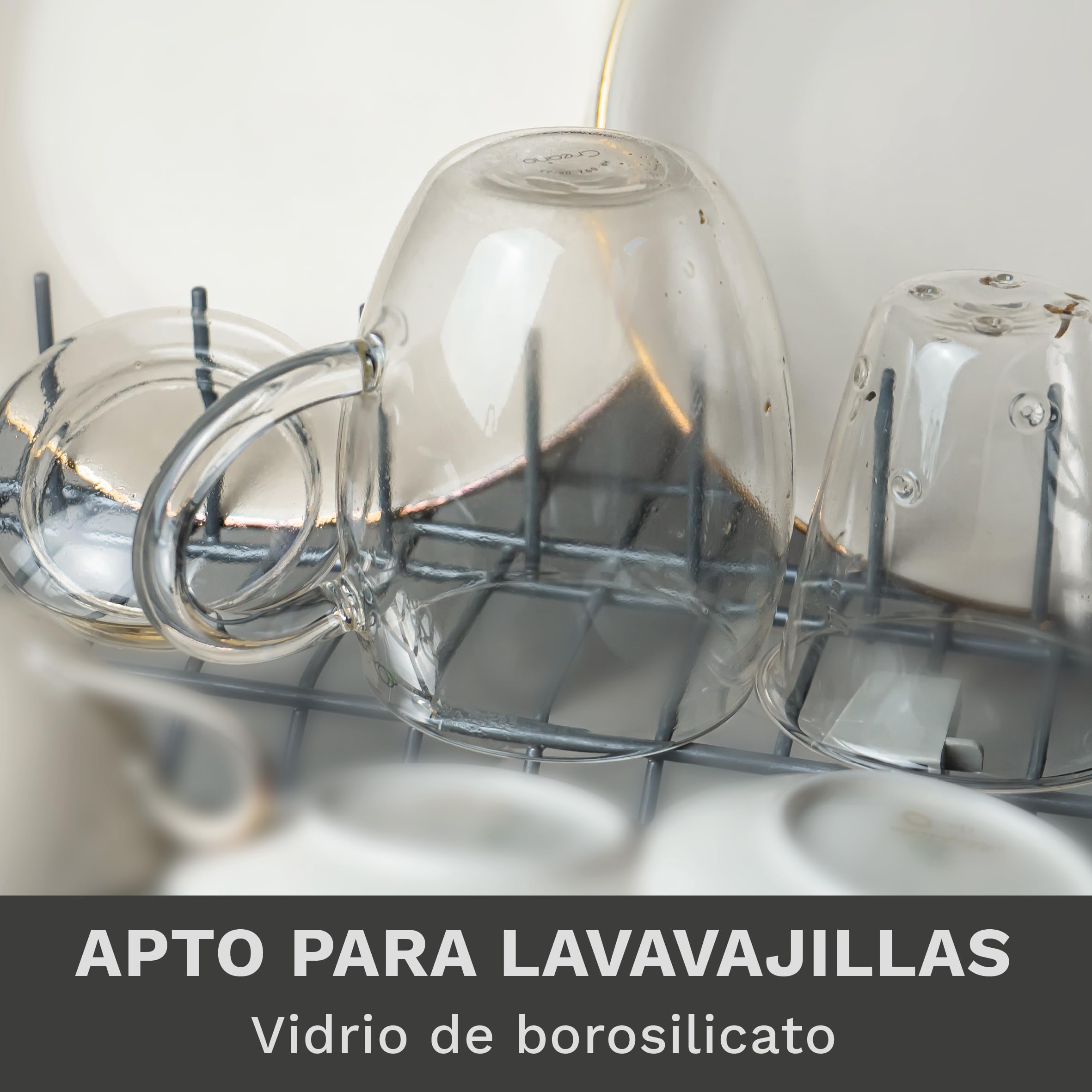 Creano Vaso de Té All-In-One de Vidrio de Borosilicato con Filtro de Vidrio und Tapa 400ml – Juego de 1