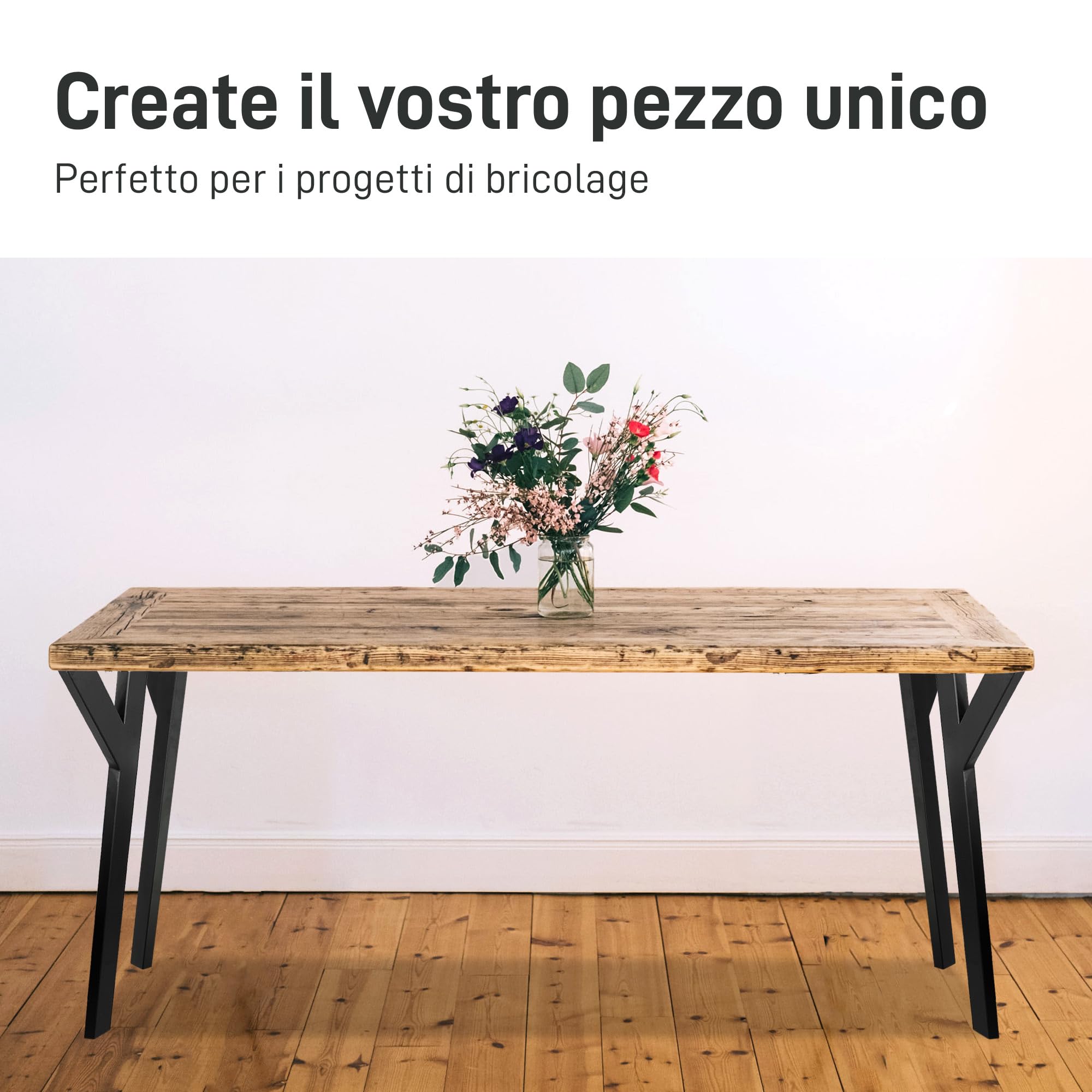 Natural Goods Berlin Set di 4 gambe per tavolo Y Legs (Nero, 72 cm) - Gambe per mobili in metallo a forma di Y per il tuo prossimo progetto DIY - Struttura da tavolo a capacità di carico elevata per