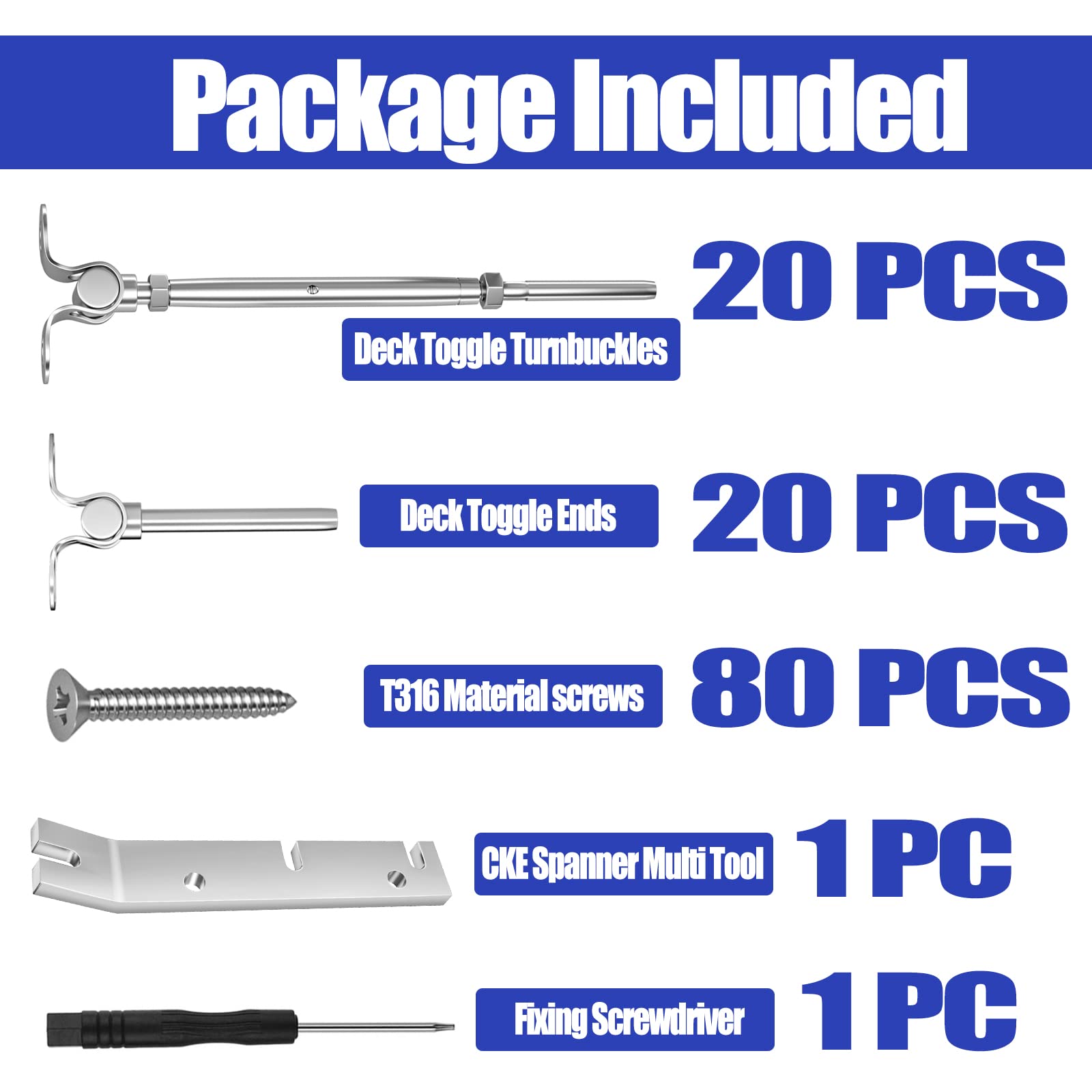 CKE 30 Pairs T316 Stainless Steel 180° Adjustable Angle Cable