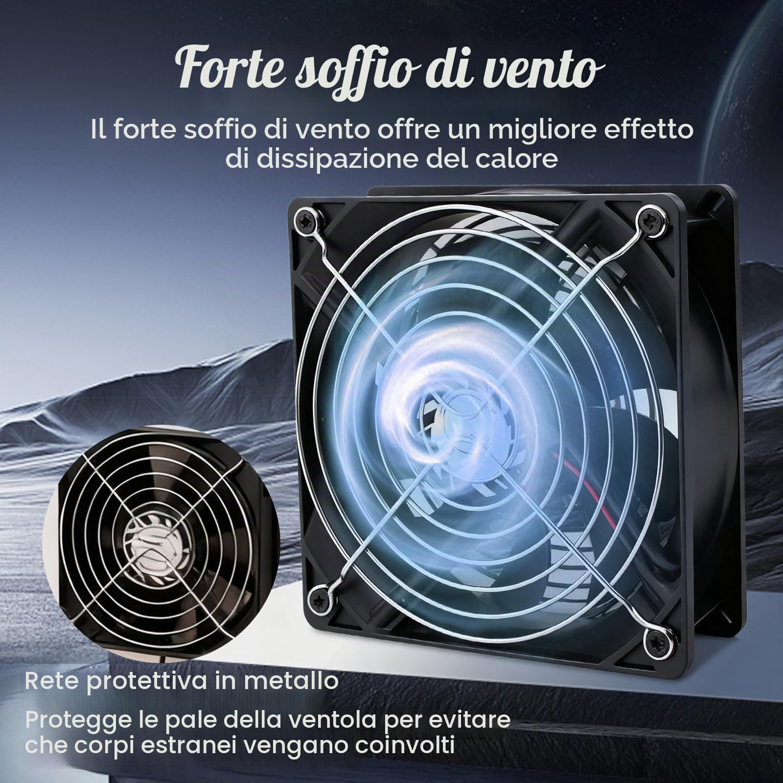 120 mm Ventola per alloggiamento PC, 3 pezzi Ventilatore PC con controllo della velocità, ultra silenzioso, doppio cuscinetto a sfere, AC 220 V 3000 giri/min, Ventole per PC Laptop, Router