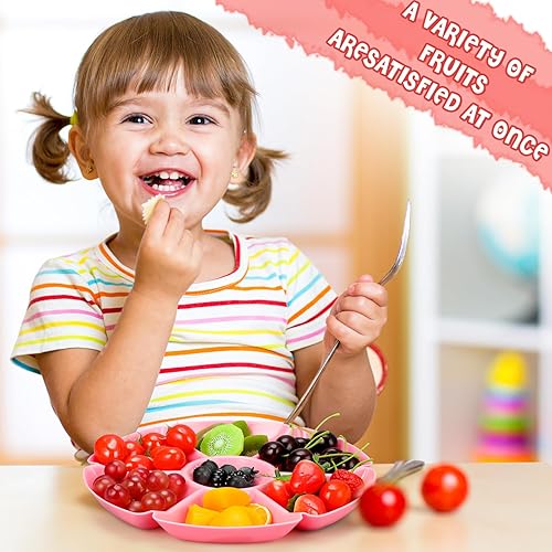 Miniatura 3 de 4 bandejas seccionales redondas de plástico para servirplatos, bandeja dividida para fiestas con tenedor desechable, bandeja de aperitivos de 7