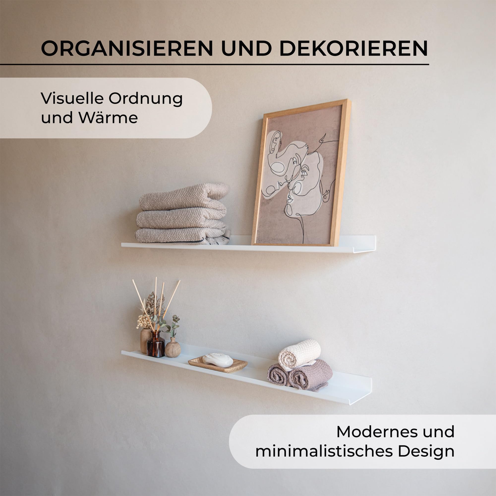 MILUKA Bilderleiste Weiss aus Metall 70 x 10 cm, modular kombinierbar