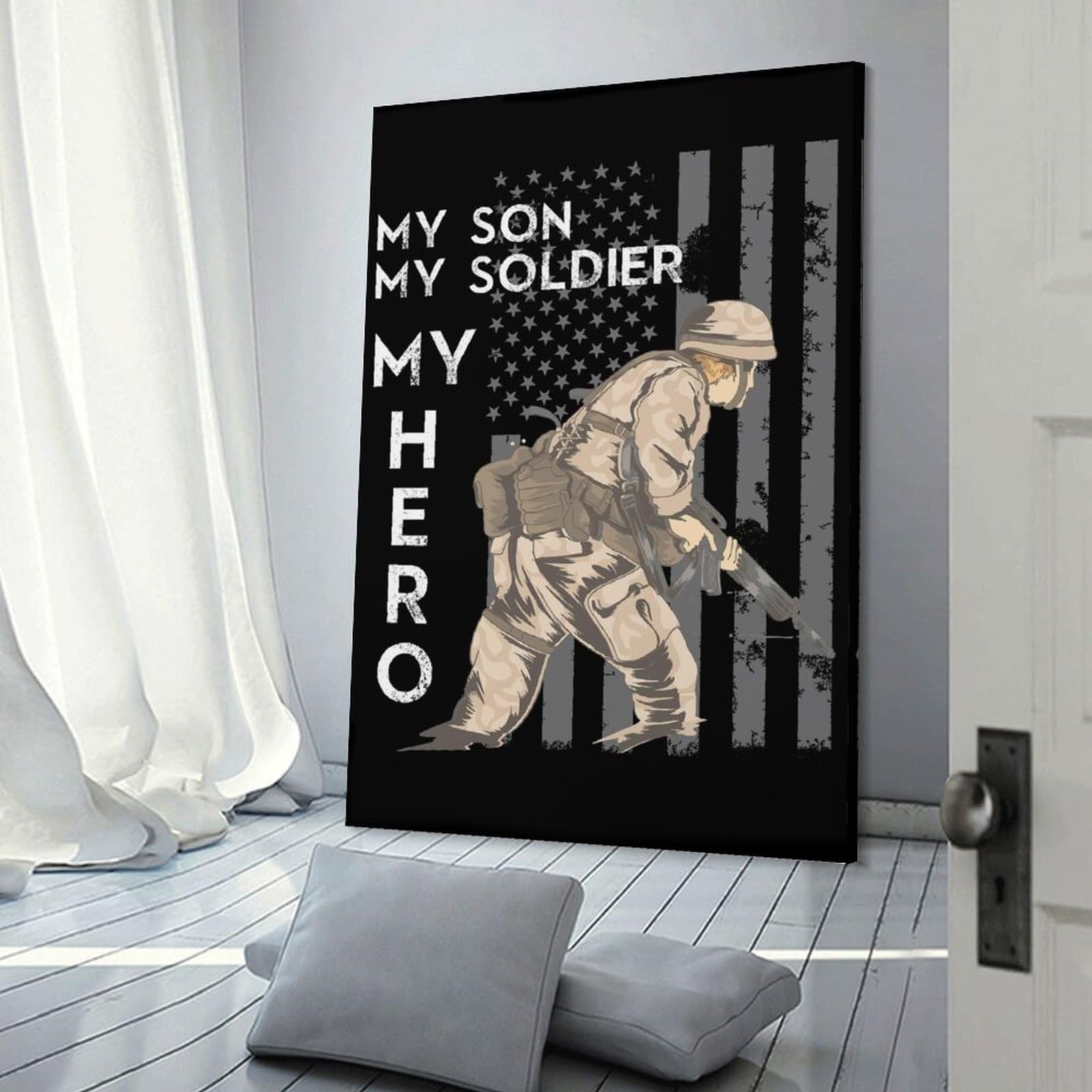 Junmoney Soldier Military Veteran Decorative Canvas Print 24x36inch(60x90cm), for Hallway, Bedroom Or Modern Interiors, Home Decor Gift with Stylish Appeal