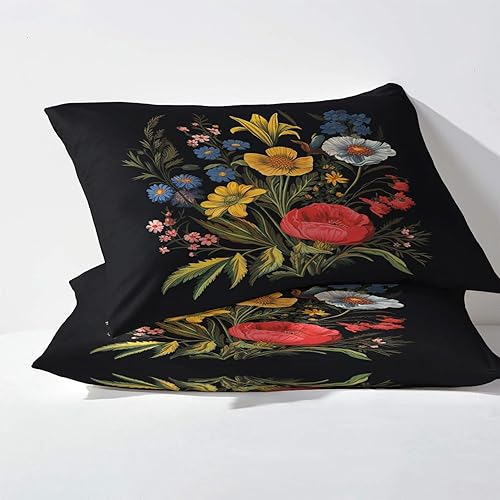 Miniatura 3 de Sábanas de flores silvestres tamaño King dividido para cama ajustable, sábanas de plantas florales, sábanas estampadas y juego de 5 piezas -