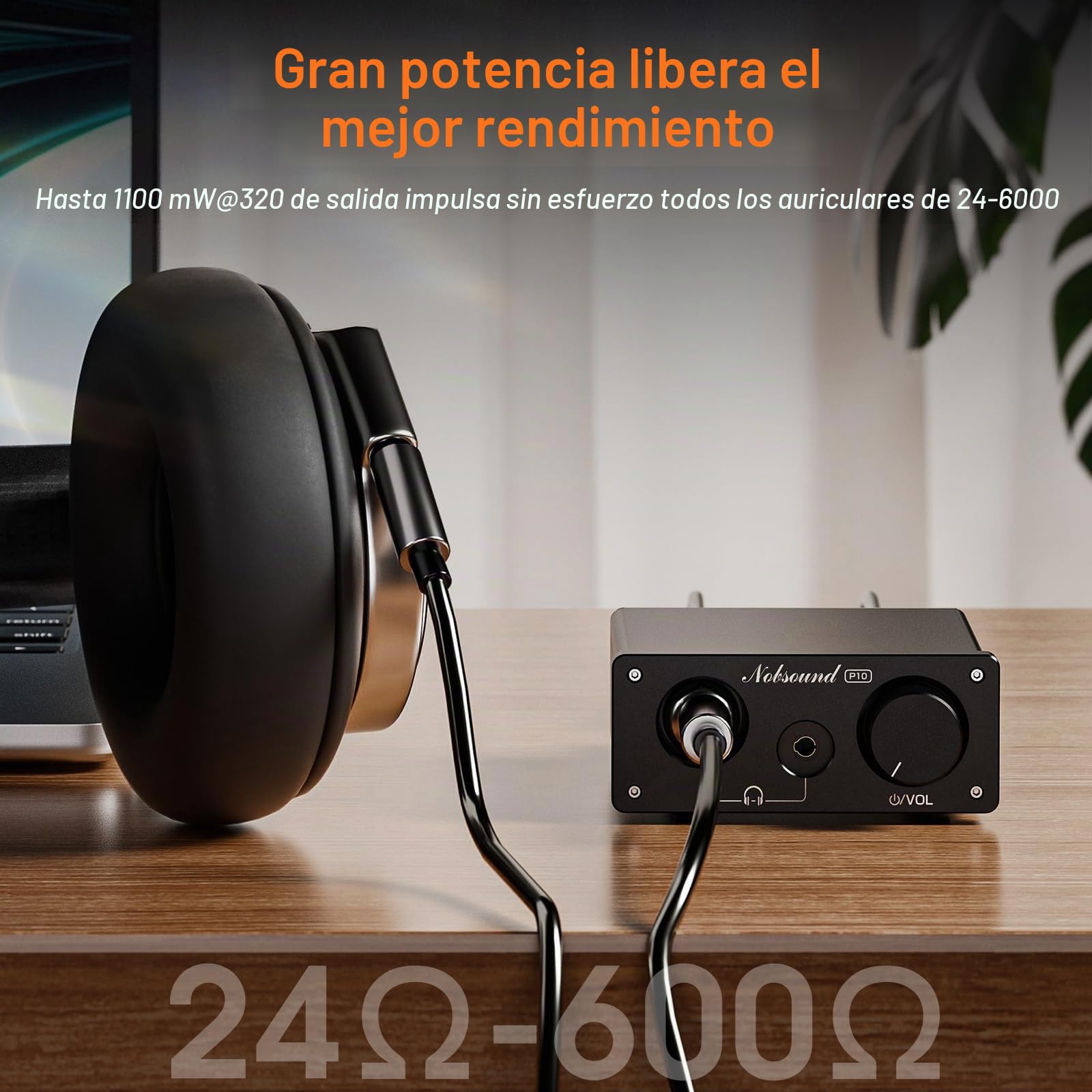 Nobsound P10 Mini amplificador de auriculares: amplificador estéreo de audio HiFi para auriculares de 24 – 600 Ω