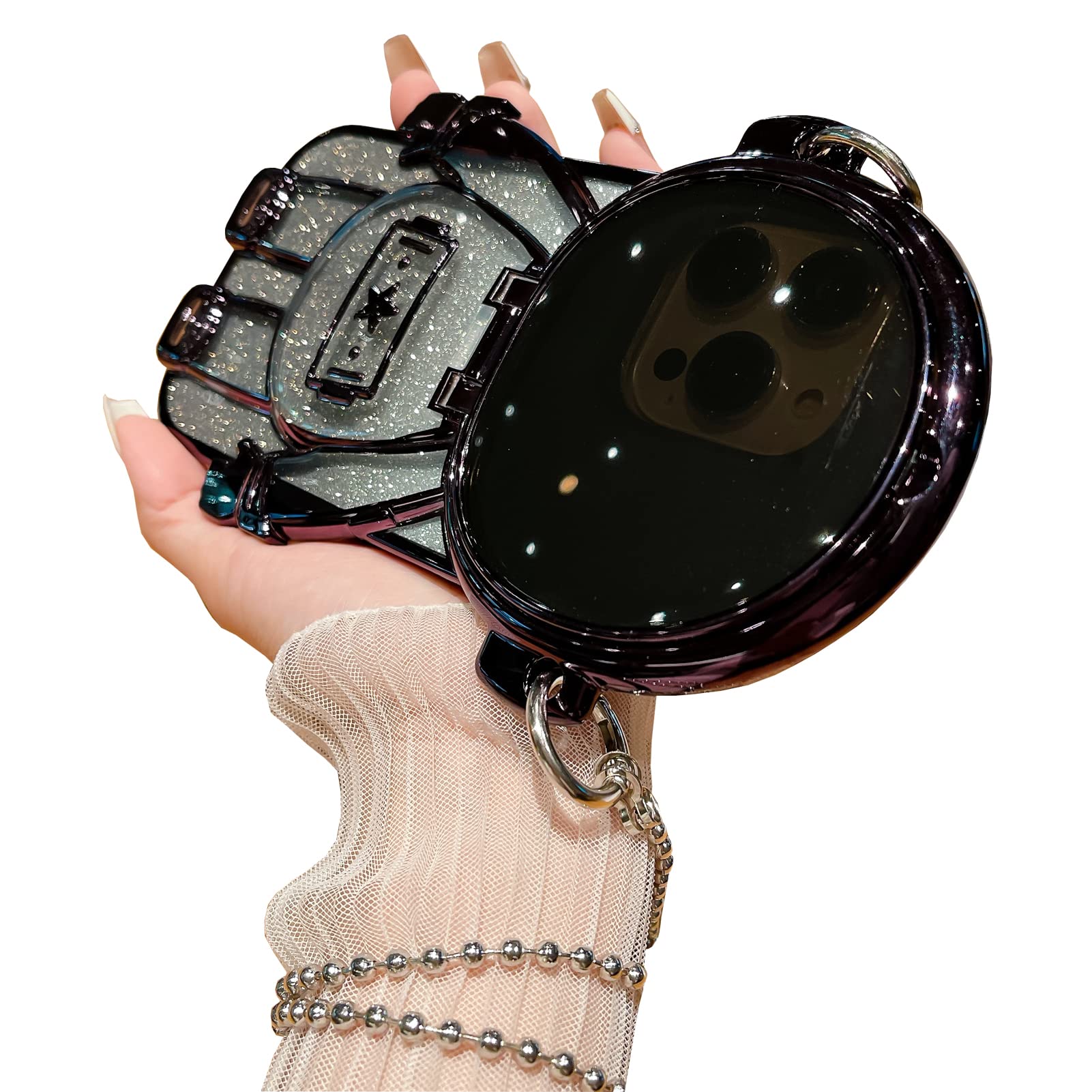 QoKcoahn Astronaut Case Compatible with iPhone 16 Pro Max,Cute 3D Astronaut Lens Camera Protection Hidden Stand Kickstand Luxury Glitter Bling Soft