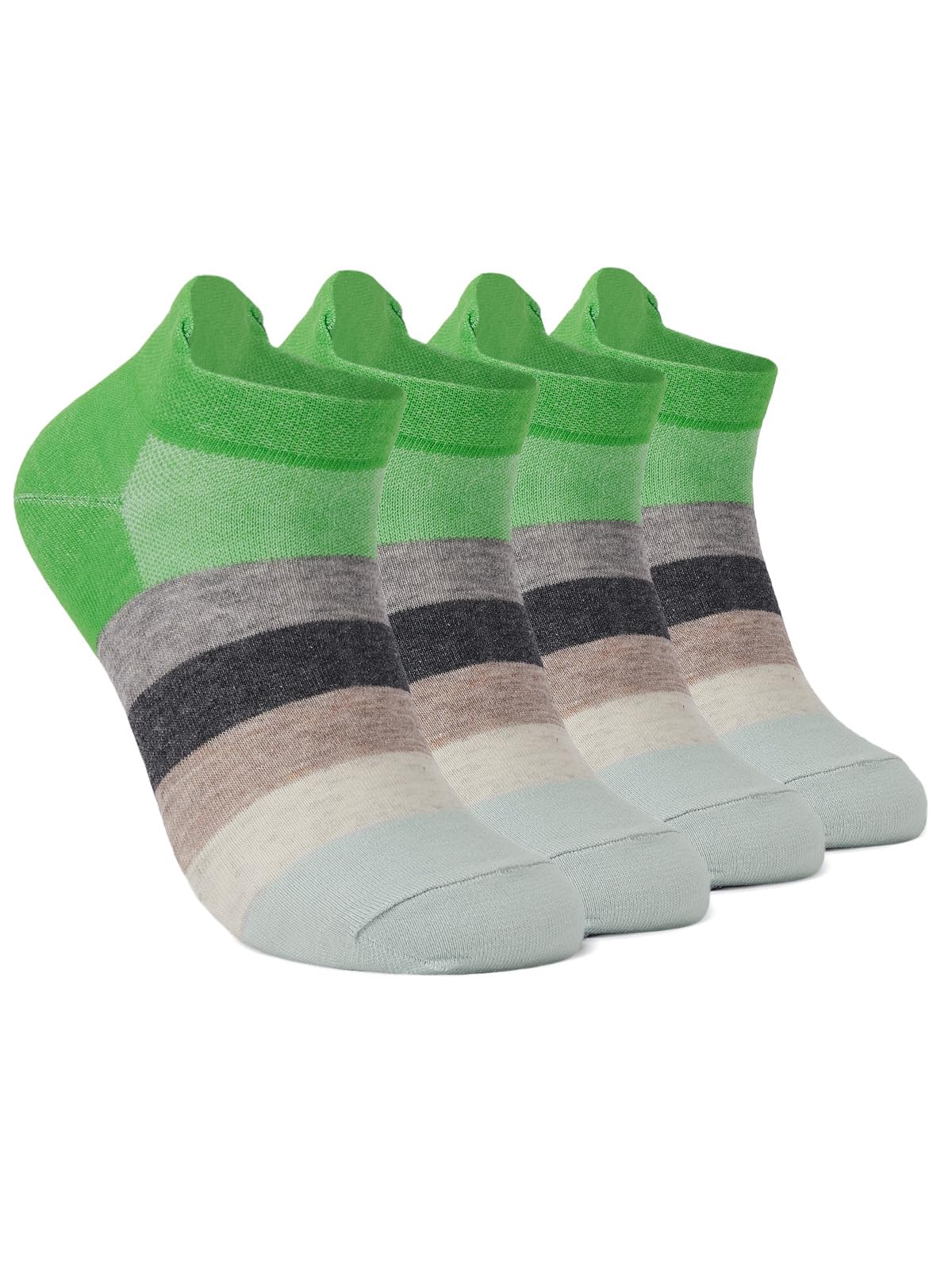 Photo 1 of *NON-REFUNDABLE BUNDLE* Fisoew Men's No Show Ankle Socks Cotton Low Cut Anti-Skid Athletic Mesh Socks (4 Pairs) One Size Green and Yellow