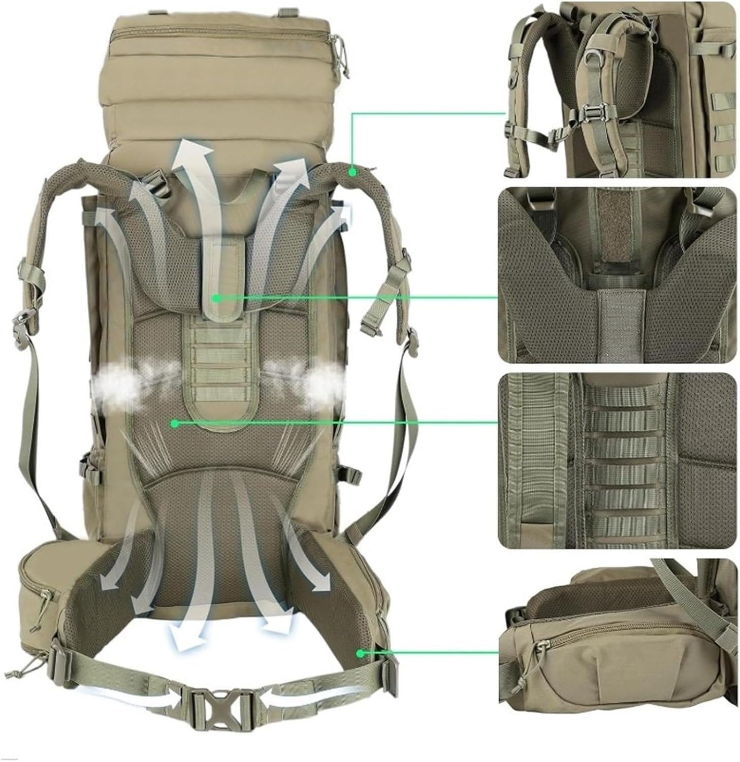 75L Men Military Tactical Mountaineering Backpacks Army Climbing Survival Backpack Camping Hiking Trekking Travel(Night CP)