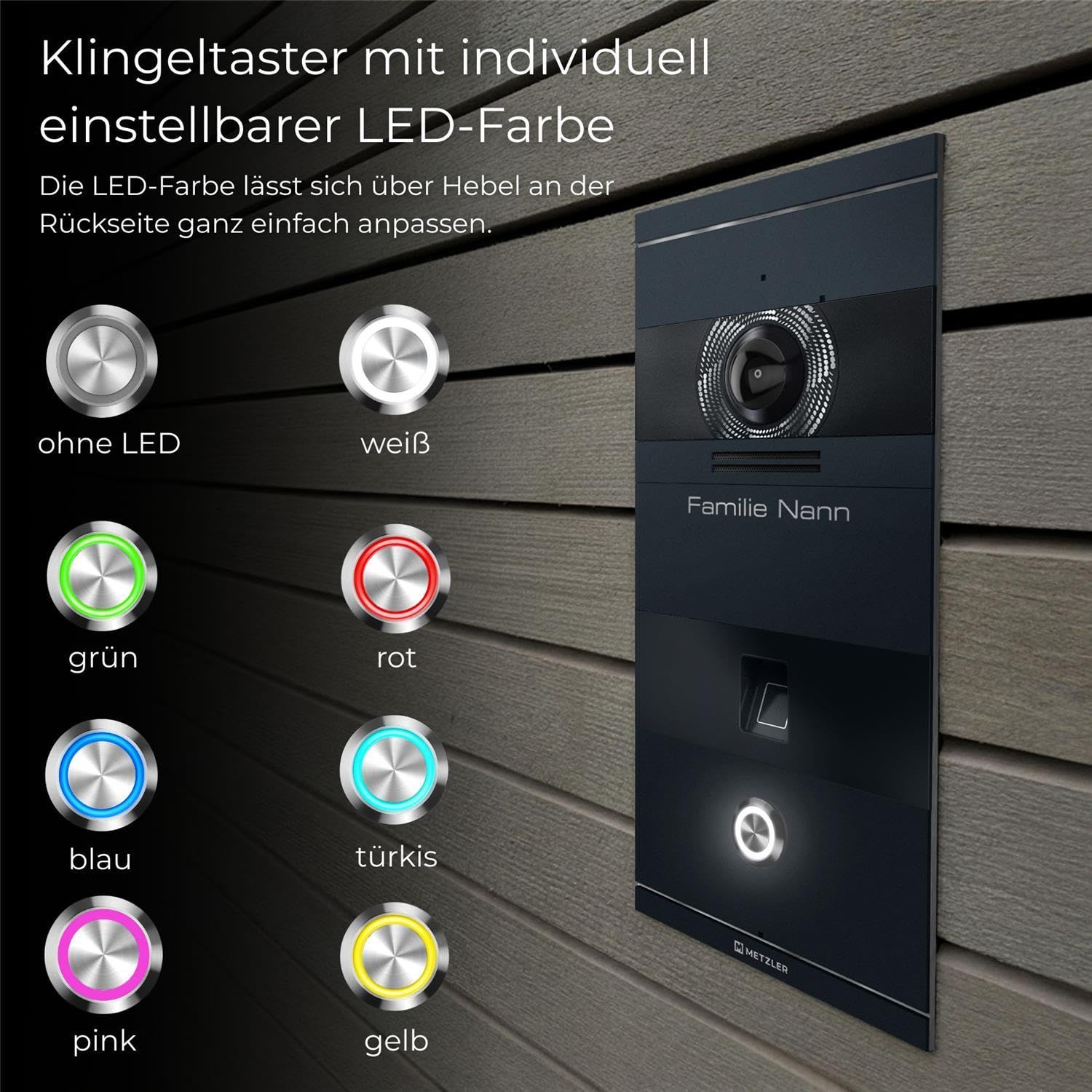 Metzler VDM10 2.0 Video Sprechanlage mit Türöffner (Stromversorgung) & Fingerprint - Anschluss 2-Draht IP - Türsprechanlage mit HD-Kamera - 1 Familienhaus Sprechanlage - in RAL7016 Anthrazit | Niko