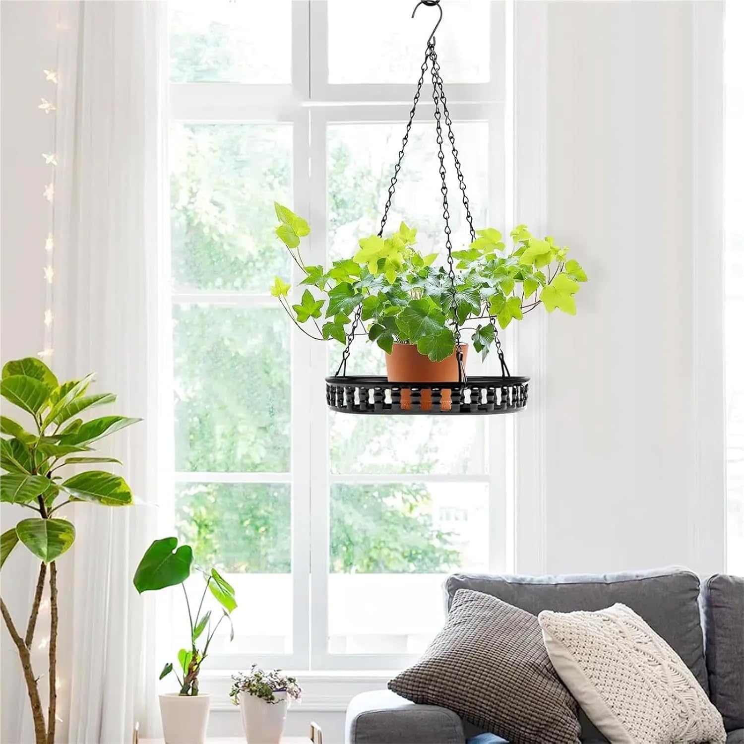Plant Hanger Indoor Outdoor 2 Pack, Hanging Planter for Indoor Outdoor Plants, Hanging Plant Holder Shelf, Plant Hanging Basket,