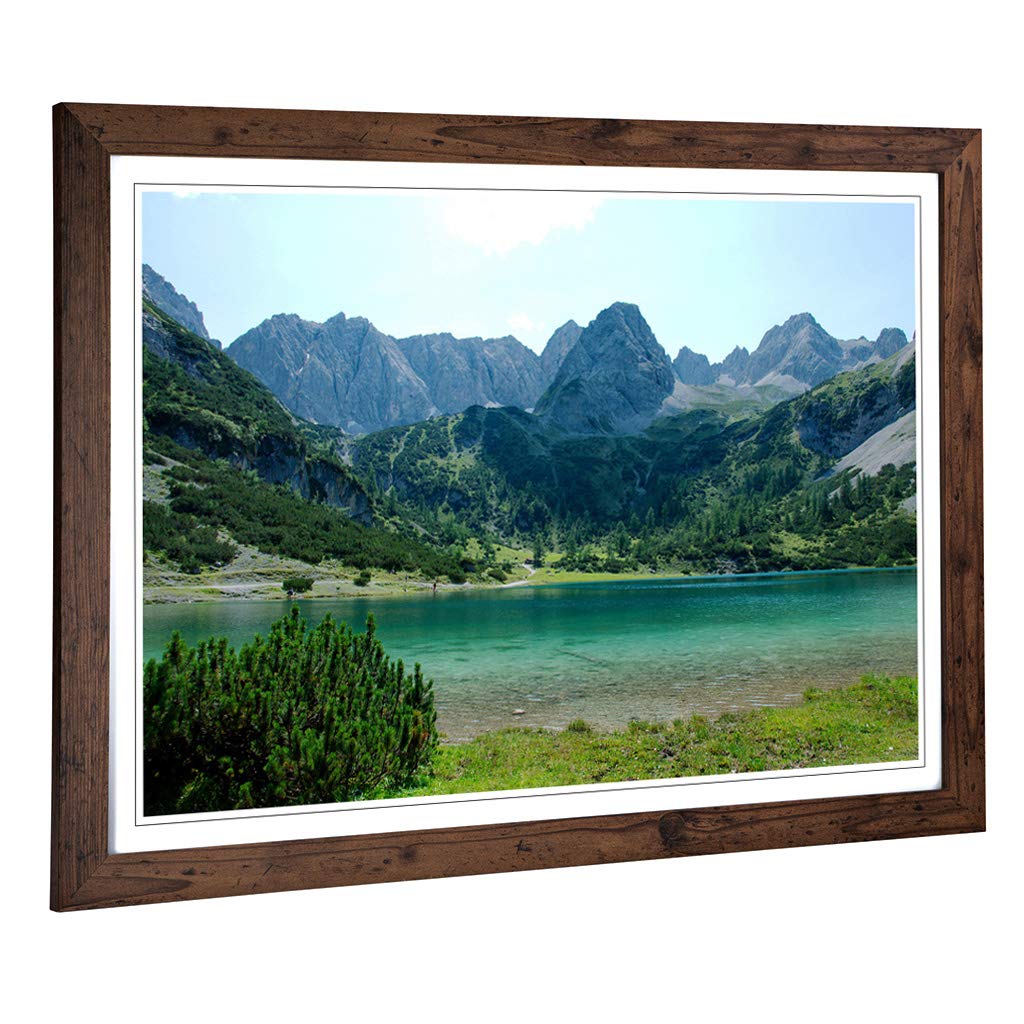 Big Box Art Framed Print of Landscape Seebensee Mountains & Lake Design | Wall Art Picture | Home Decor for Kitchen, Living Room, Bedroom, Hallway, Walnut, A2 / 24.5x18 Inch / 62x45cm