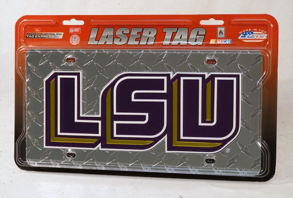RICO Louisiana State - LSU Tigers Laser Cut Diamond License Novelty Plate