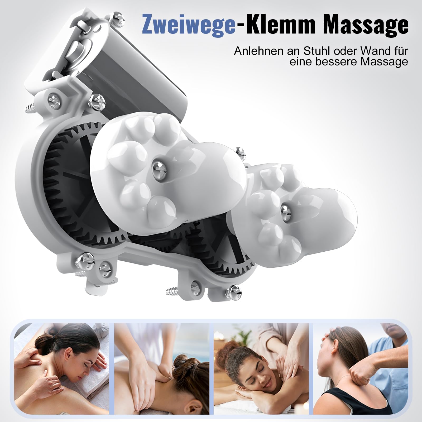 Elektrisches Nackenmassagegerät mit Wärmefunktion, Kabellos USB Wiederaufladbar Massagekissen, Ergonomisches Nacken Schultermassagegerät zur Linderung von Verspannungen, Ideal für Zuhause Büro Auto