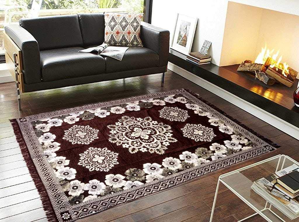 Kk Home Store DecorZeometric Ethnic Velvet Touch Abstract Heavy Chenille Carpet (6Feet X 9Feet) Multi