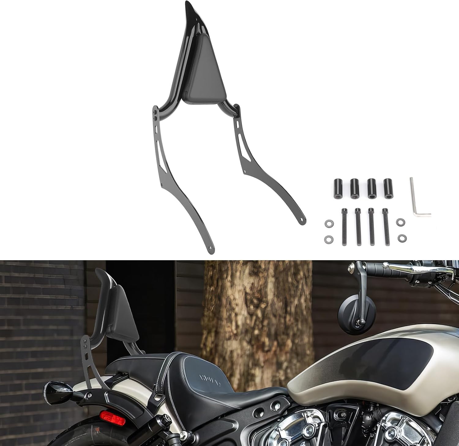 Motorcycle Sissy Bar Backrest Pad For Indian Scout Bobber Twenty Sixty ABS accessories 2018-2023
