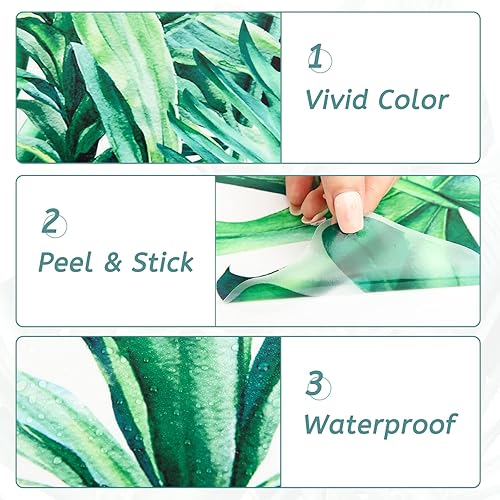 Miniatura 6 de Calcomanías de pared de hojas de palmera de selva tropical, hojas de plátano y monstera, calcomanías de vinilo para despegar y pegar, calcomanías de