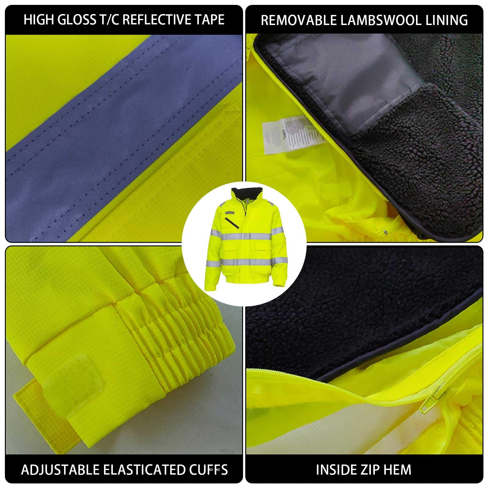 Spersonalizowana kurtka z nadrukiem, męska kurtka bomberka Hi-Vis, softshell, wysoka widoczność, bezpieczeństwo, odzież robocza, wodoodporny płaszcz roboczy