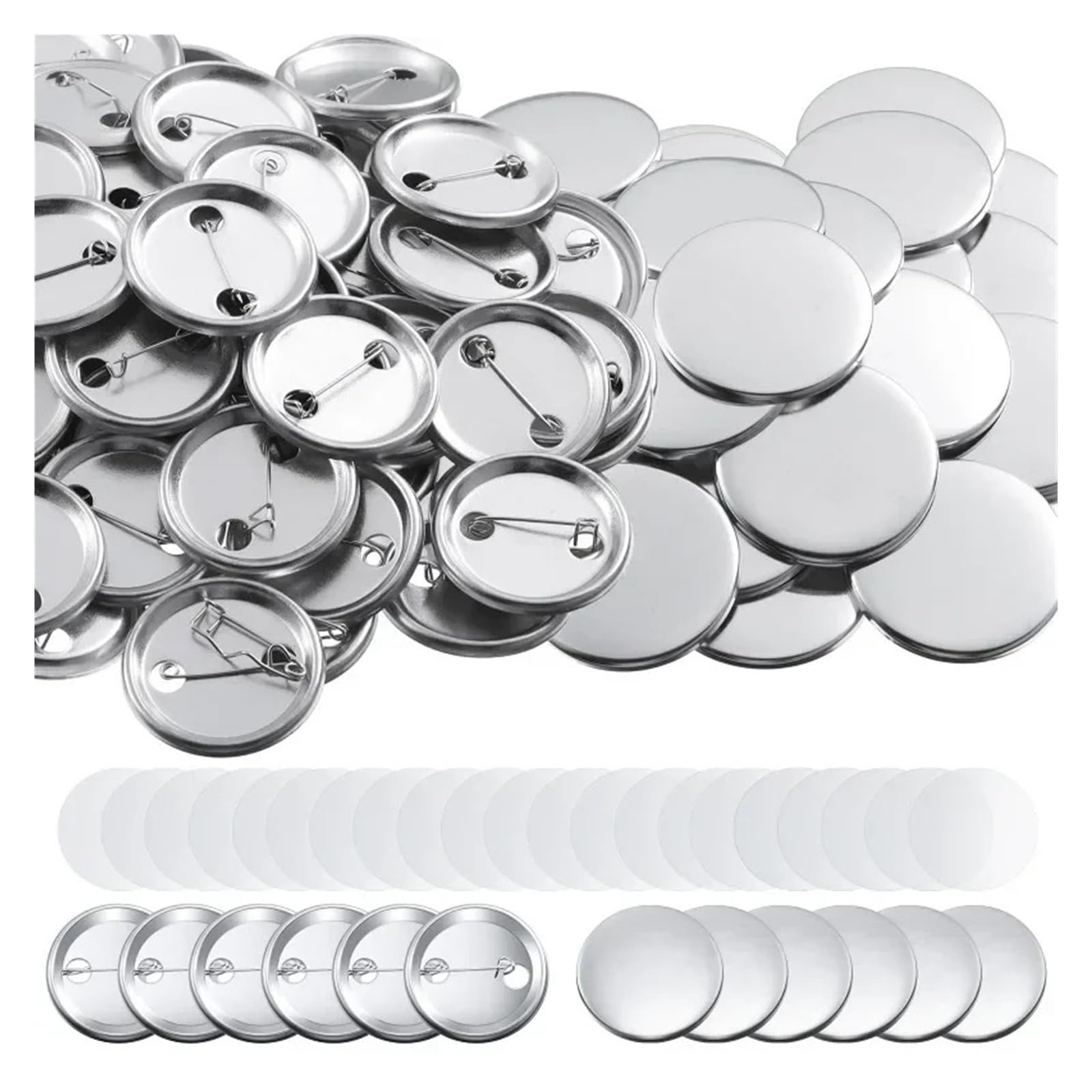 100 szt. Pusty przycisk Materiały do ​​rękodzieła 25-75 mm Okrągła plakietka Części Zestaw z tworzywa sztucznego/metalu Matowej szpilki Efektywnie DIY