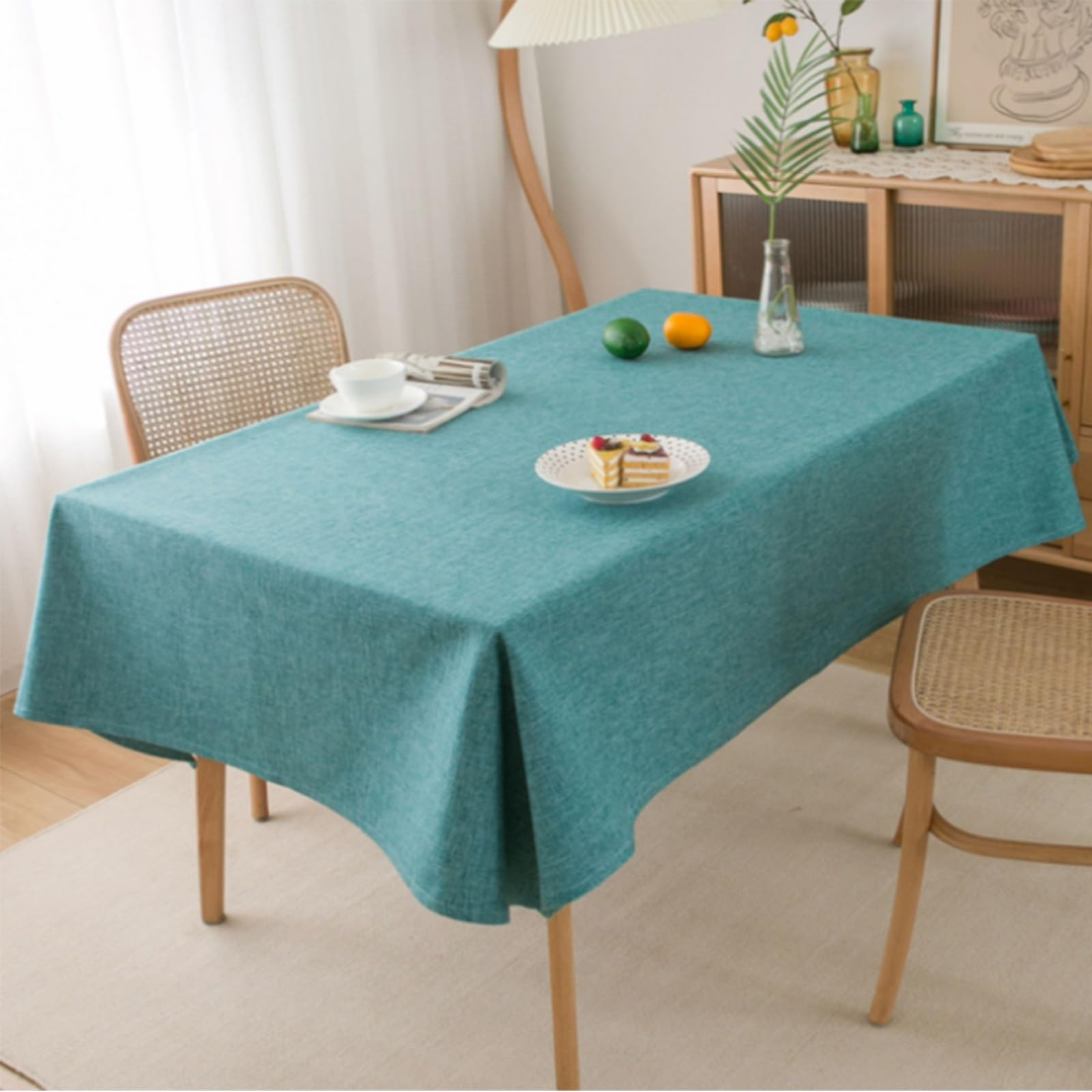 Nappe Rustique en Lin, Infroissable, Lavable en Machine IdéAle pour La Cuisine, La Salle à Manger, Les Tables De FêTe, Les RéCeptions(Green,140x200cm)