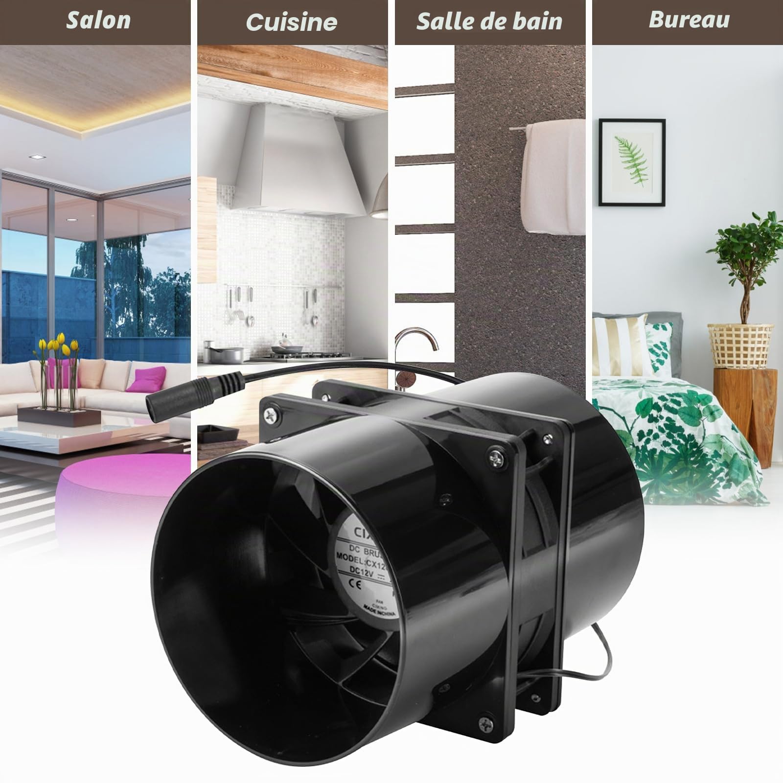 GOMETY Ventilateur Extracteur d'air 100mm en Ligne, Ventilation Extracteur Air avec Variateur Puissant, Silencieux, Efficace Ventilation Cave Humide, Garages, Garage, Cuisine, Salle de Bain