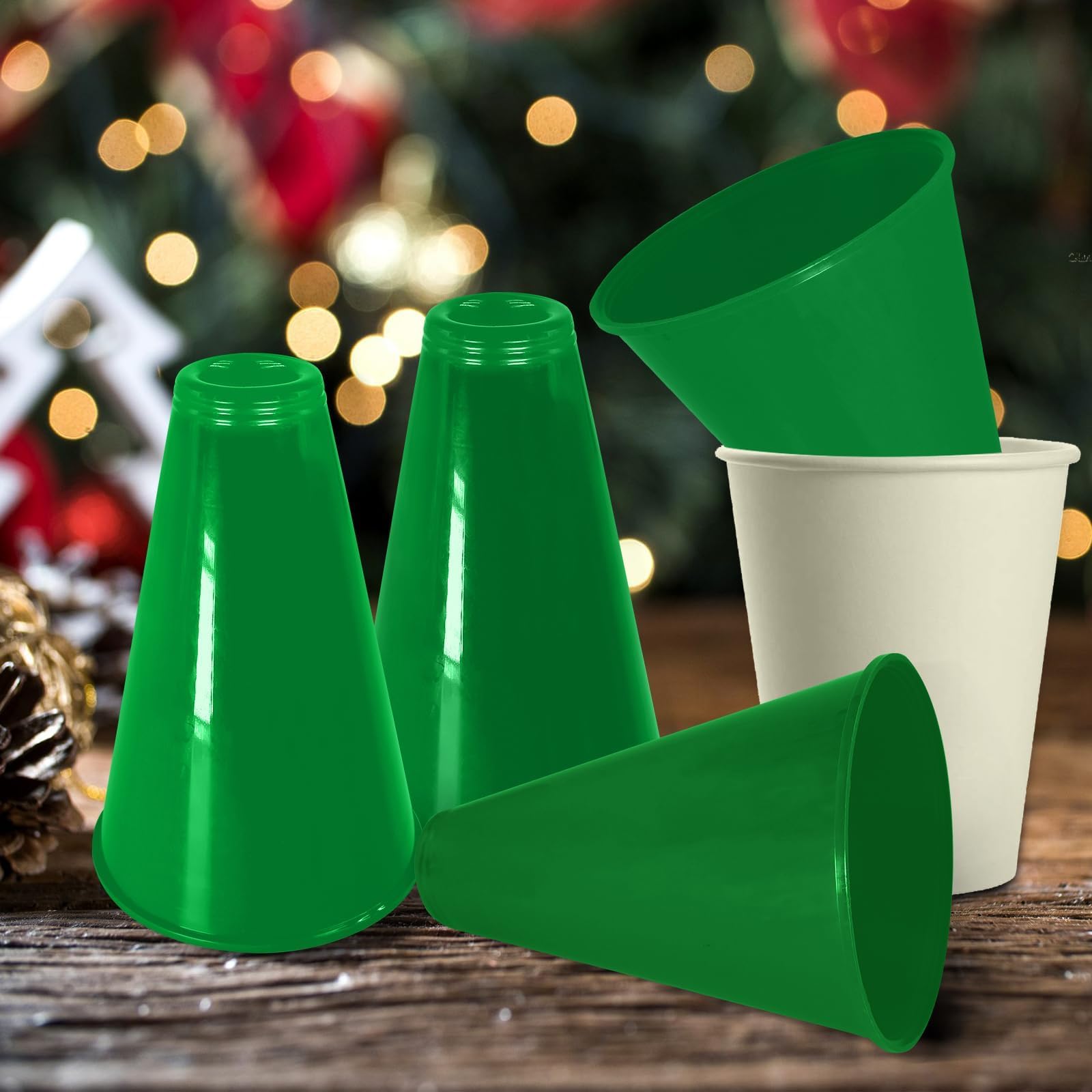 Lot de 30 mégaphones Cheer en plastique vert pour fête - Accessoire de fête pour l'école, les activités de plein air, les fêtes, le sport, les matchs (30, vert)
