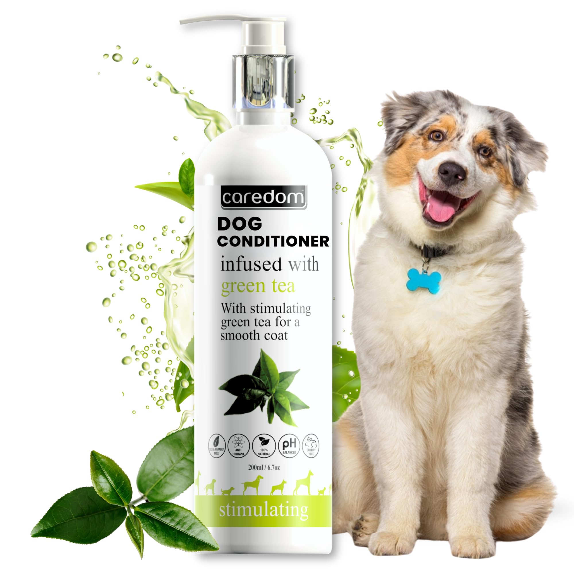 Caredom Luxury Pet Dog Conditioner 200 ml | Green Tea Enriched | Premium Coat Care | Deep Nourishing & Softening | Smooth Silky Finish | Tangle Free Grooming | All Breed Dog Hair Conditioner India