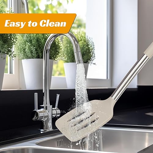 Miniatura 6 de Juego de utensilios de cocina de silicona para utensilios de cocina antiadherentes, perfecto para hornear y mezclar, juego de espátula, sin BPA,