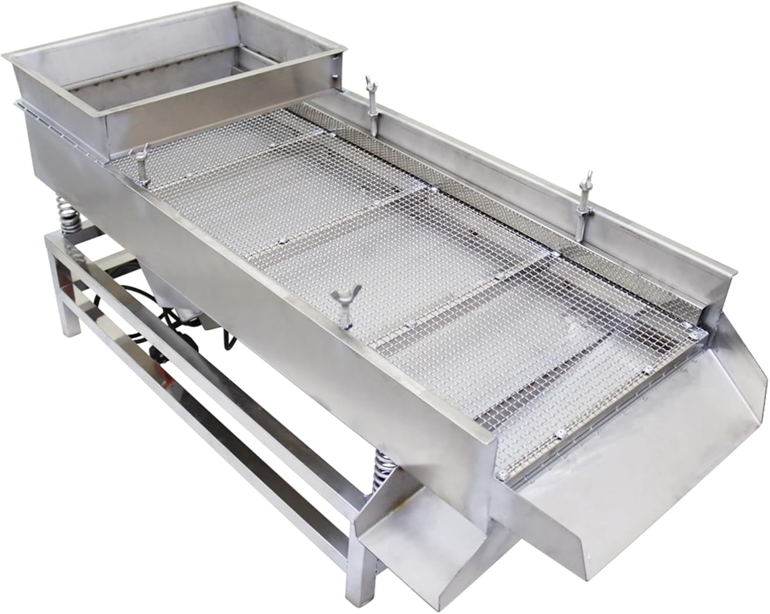 INTSUPERMAI Stainless Steel Straight Linear Vibrating Screen Vibrating Sieve Screen Shaker Straight Vibrating Sieve Shaker Linear Sifter Shaker with Double Motor One Layer 9mm Screen 110V
