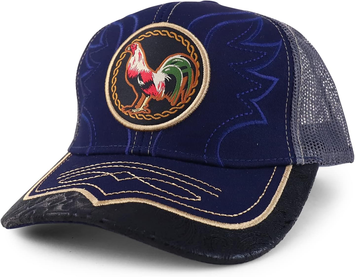 Trendy Apparel Shop Rooster Embroidered Trucker Mesh Baseball Cap