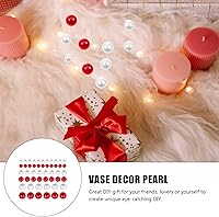 Vista 3 de Perlas de relleno de jarrón de Navidad: cuentas para decoración de jarrones, cuentas rojas y cuentas blancas para centros de mesa, 500 cuentas