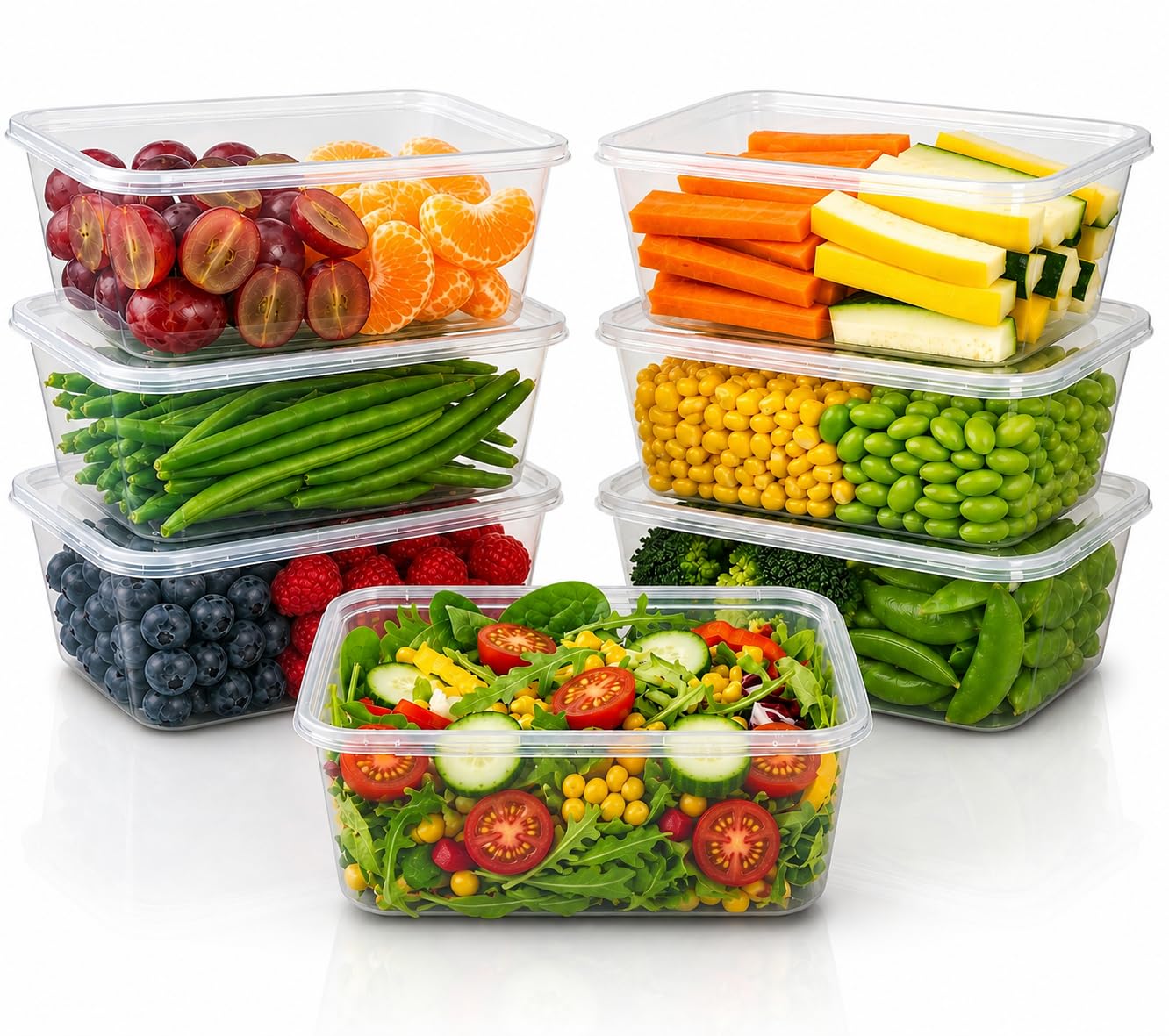 GCM Plastic Microwave & Freezer Safe Food Containers with Lids - BPA-Free, Reusable, Takeaway Meal Prep Container - Catering Grade Food Storage Boxes for Home and Business (650 ML, 100 Pack)