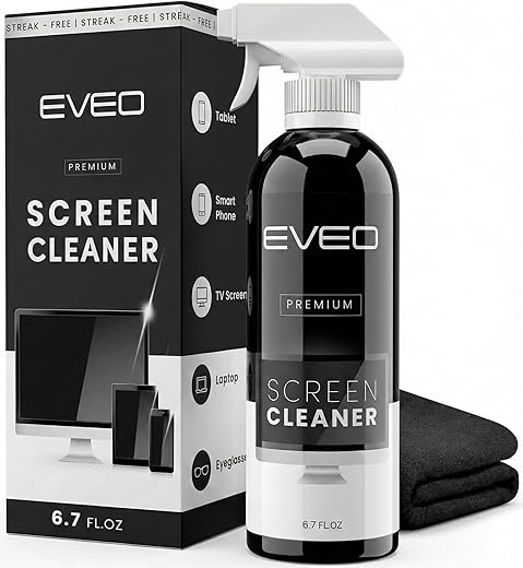 Screen Cleaner Spray (16oz) – Large Screen Cleaner Bottle – TV Screen Cleaner, Computer Screen Cleaner, for Laptop, Phone, Ipad – Computer Cleaning kit Electronic Cleaner – Microfiber Cloth Wipes, 16.97,