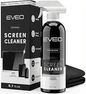 EVEO® Screen Cleaner Spray Kit (Streak-Free) TV Screen Cleaner for Smart TV, Lcd, LEd, Oled | Computer Screen Cleaner Spray and Wipe Microfiber Cloth - TV, Monitor, Laptop, iPad, Car - 6.7oz 1 Pack
