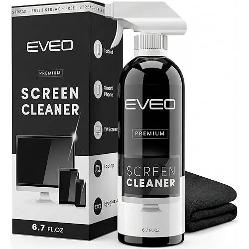 EVEO Screen Cleaner Spray - Large Screen Cleaner Bottle - TV Screen Cleaner, Computer Screen Cleaner, for Laptop, Phone, Ipad - Computer Cleaning kit Electronic Cleaner (1 Pack)